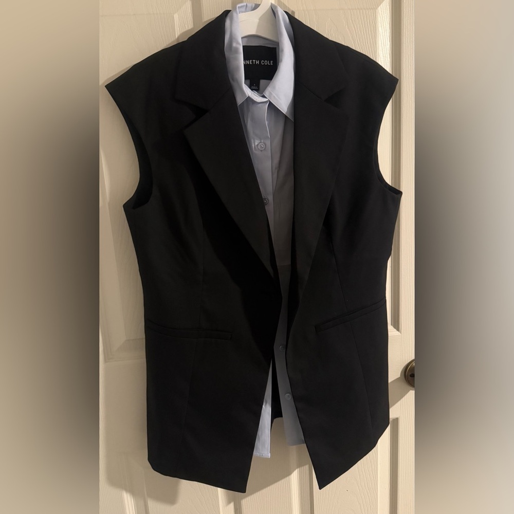 Kenneth Cole Woman Black Sleeveless Blazer